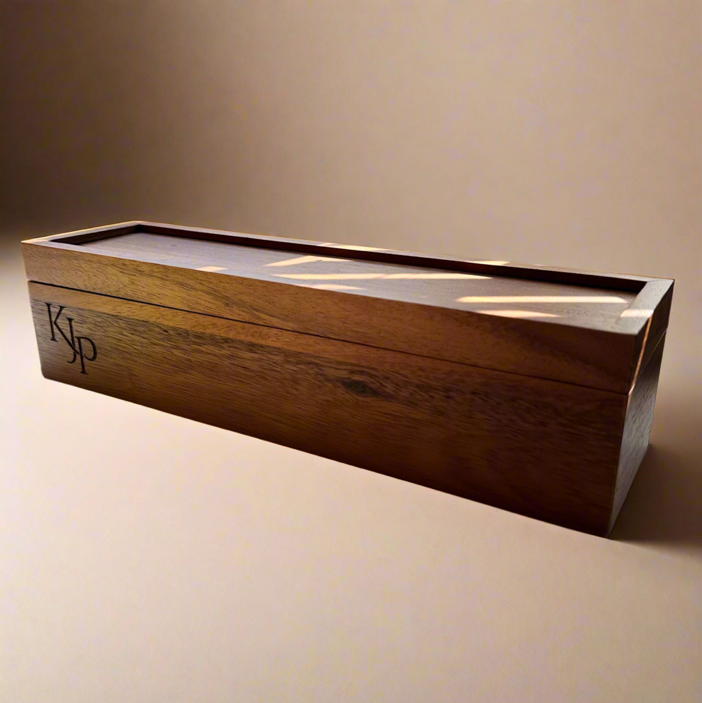 Personalized Acacia Wood Tea Box | Custom Engraved 5-Compartment Organizer