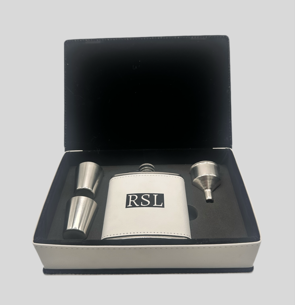 Personalized Leather Flask Gift Set