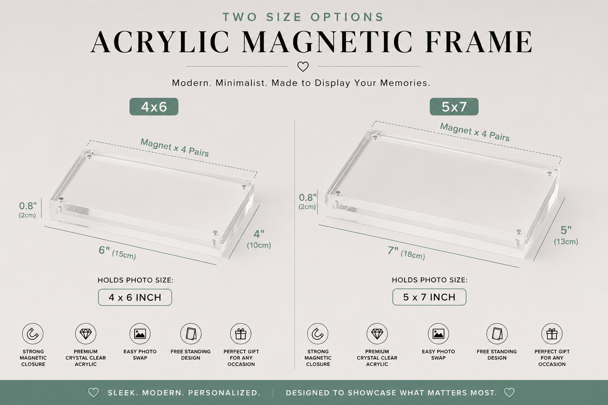 Personalized Acrylic Magnetic Picture Frame | Custom 4x6 & 5x7 Photo Display