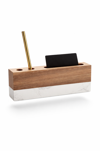 Marble & Acacia Executive Desk Set