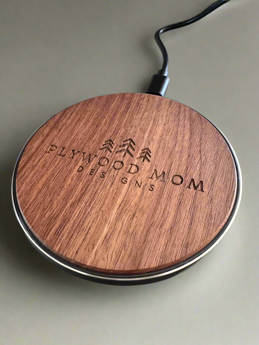 Personalized Walnut Wood Wirless Qi Charger