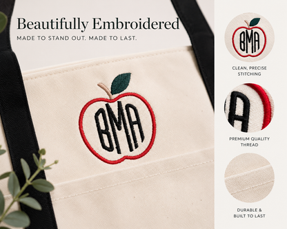 Monogrammed Teacher Zipper Tote Bag + Optional Personalized Scissors