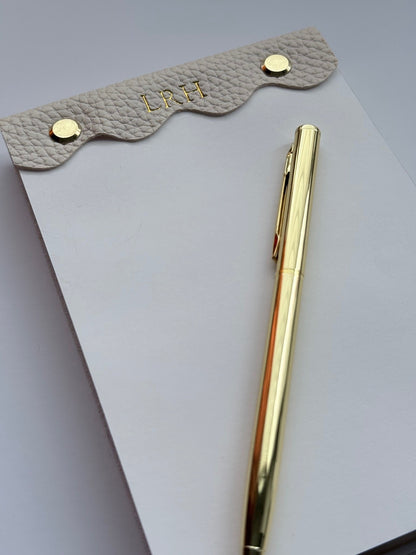 Vegan Leather–Wrapped Gold-Edged Notepad Set