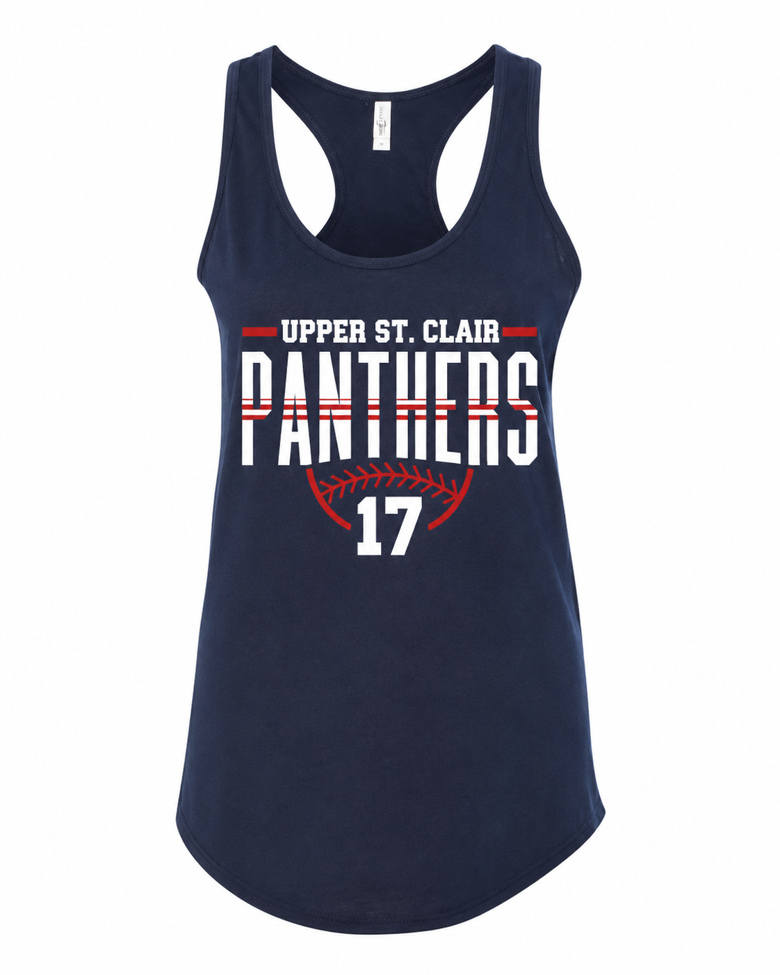 Women's Racerback Tank - White (black design)