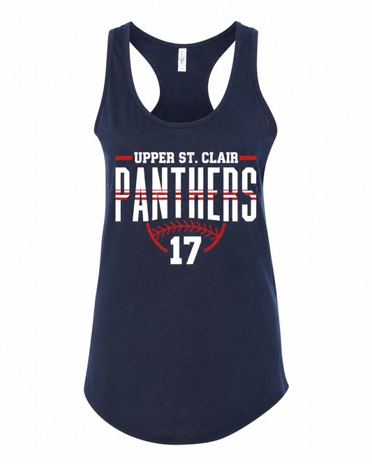 Women's Racerback Tank - White (black design)