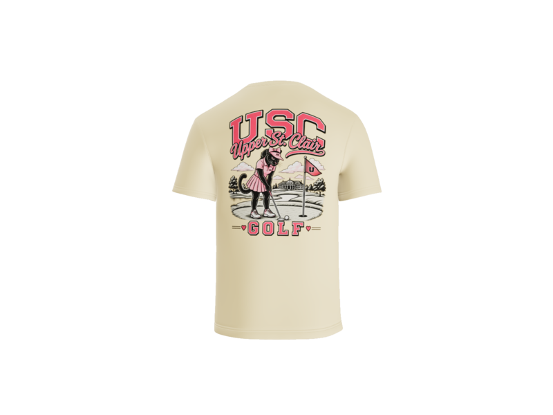 USC Girls Golf ivory tee back - Upper St. Clair Golf design