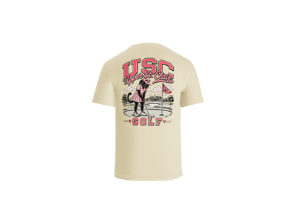 USC Girls Golf ivory tee back - Upper St. Clair Golf design