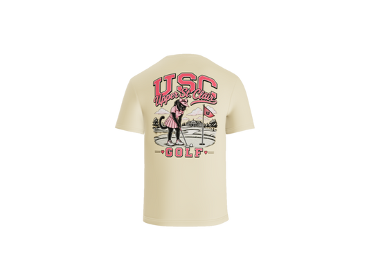 USC Girls Golf ivory tee back - Upper St. Clair Golf design