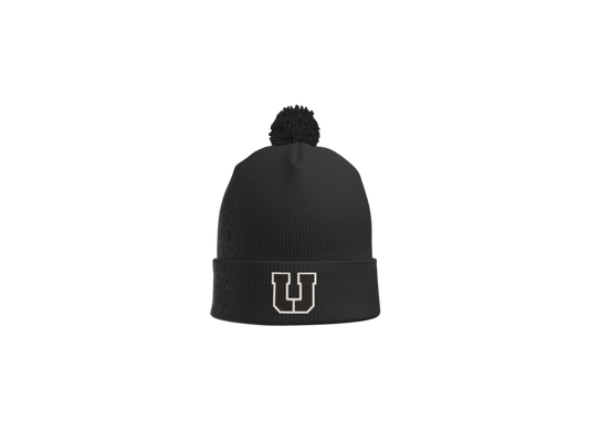 USC Hockey black pom beanie with embroidered U