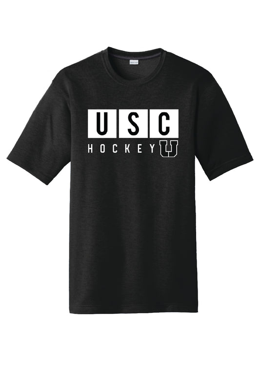 USC Hockey Performance Tee - USC Block design, black